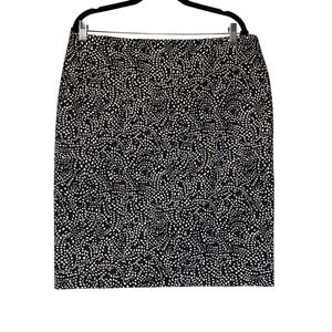 Liz Claiborne Black White Speckled Print Pencil Skirt Classic Professional Sz 14